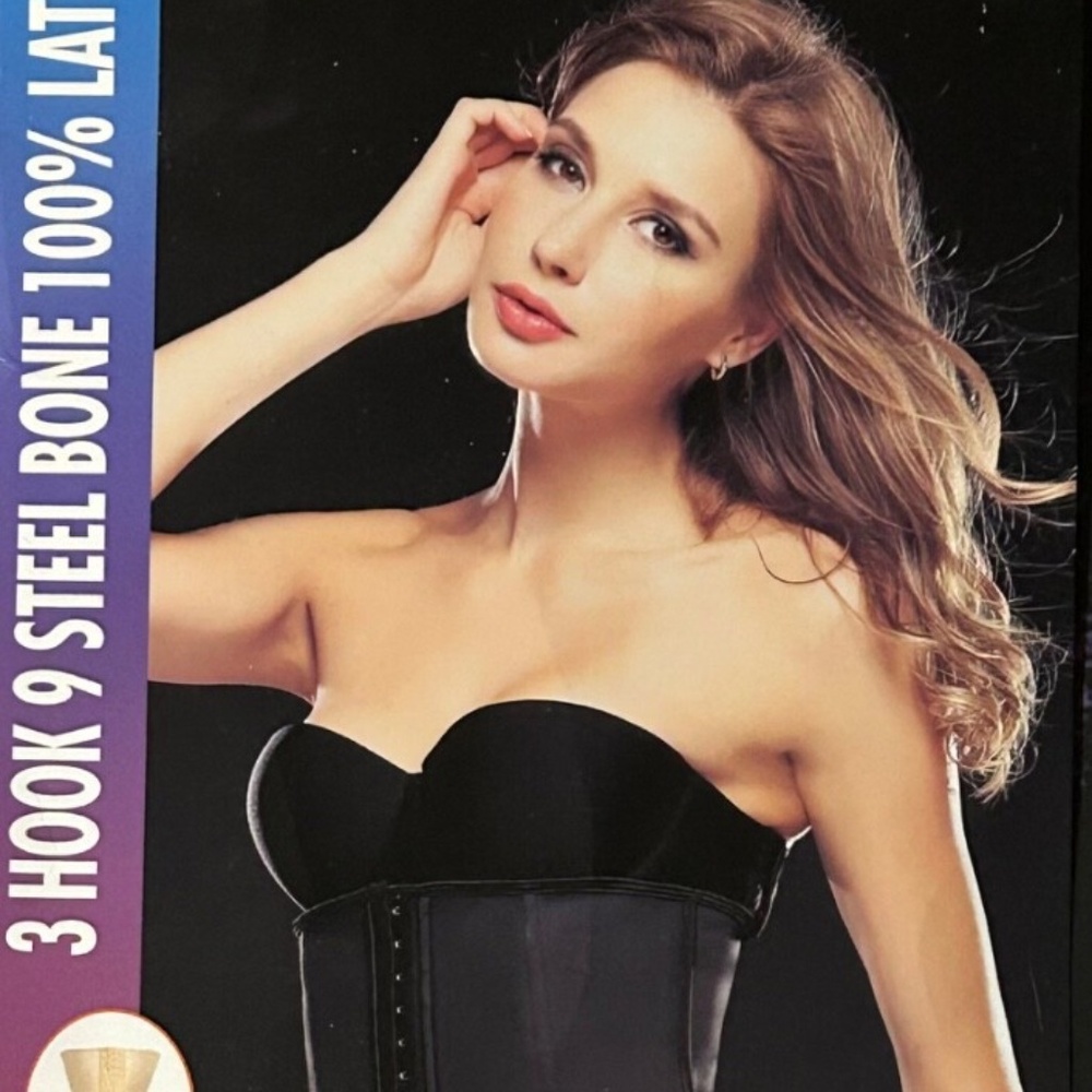 Shaper Excellent Perfect Body 3 Hooks 9 Steel Bone 100% Latex Size XL Black
